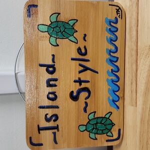 Island Style Wooden Sign with Turtles 10 X 7